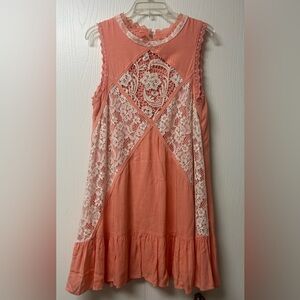 Hayden Peach Lace Trim Mini Dress